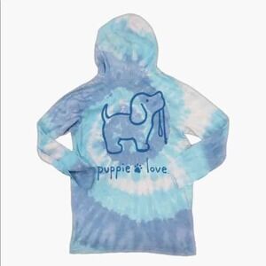 Puppie Love Tie Dye Hoodie Long Sleeve Puppy Dog‎ Rescue Cotton Womens M